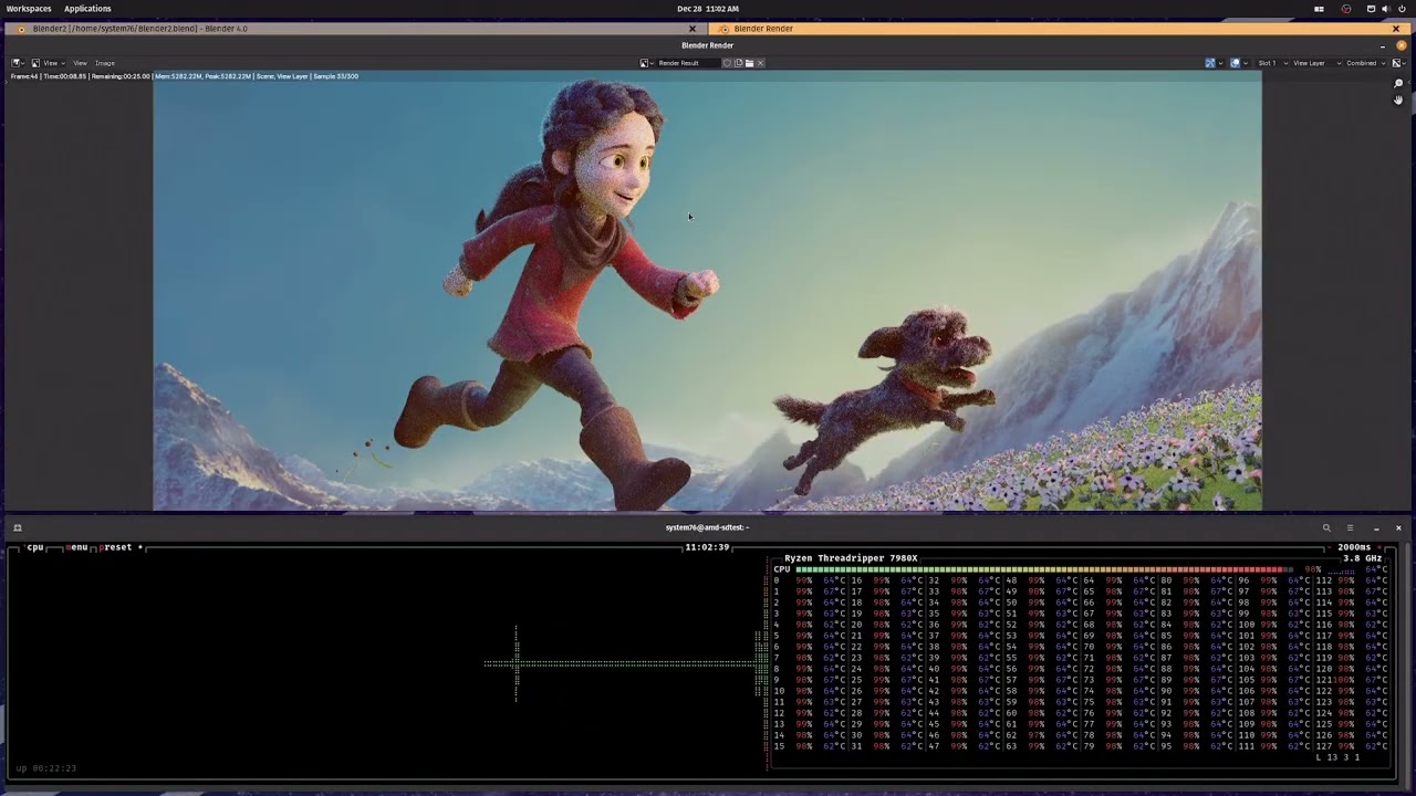 AMD Threadripper CPU Demo (CES 2024) on the System76 Thelio Major