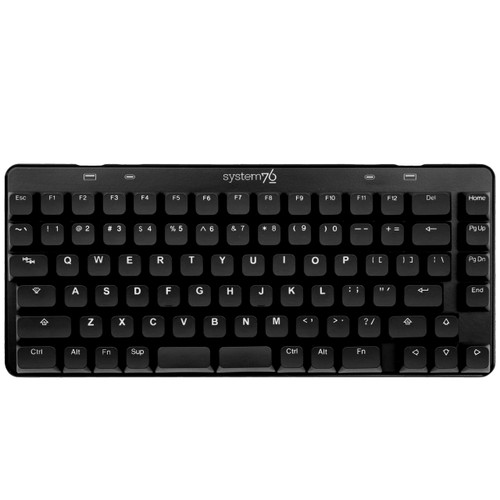 Overhead view of the Launch, a black aluminum tenkeyless keyboard with a split spacebar.