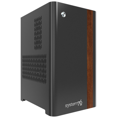 Thelio Astra quarter turned to the right with walnut accent